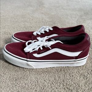 Vans Burgundy and White Skate Shoes